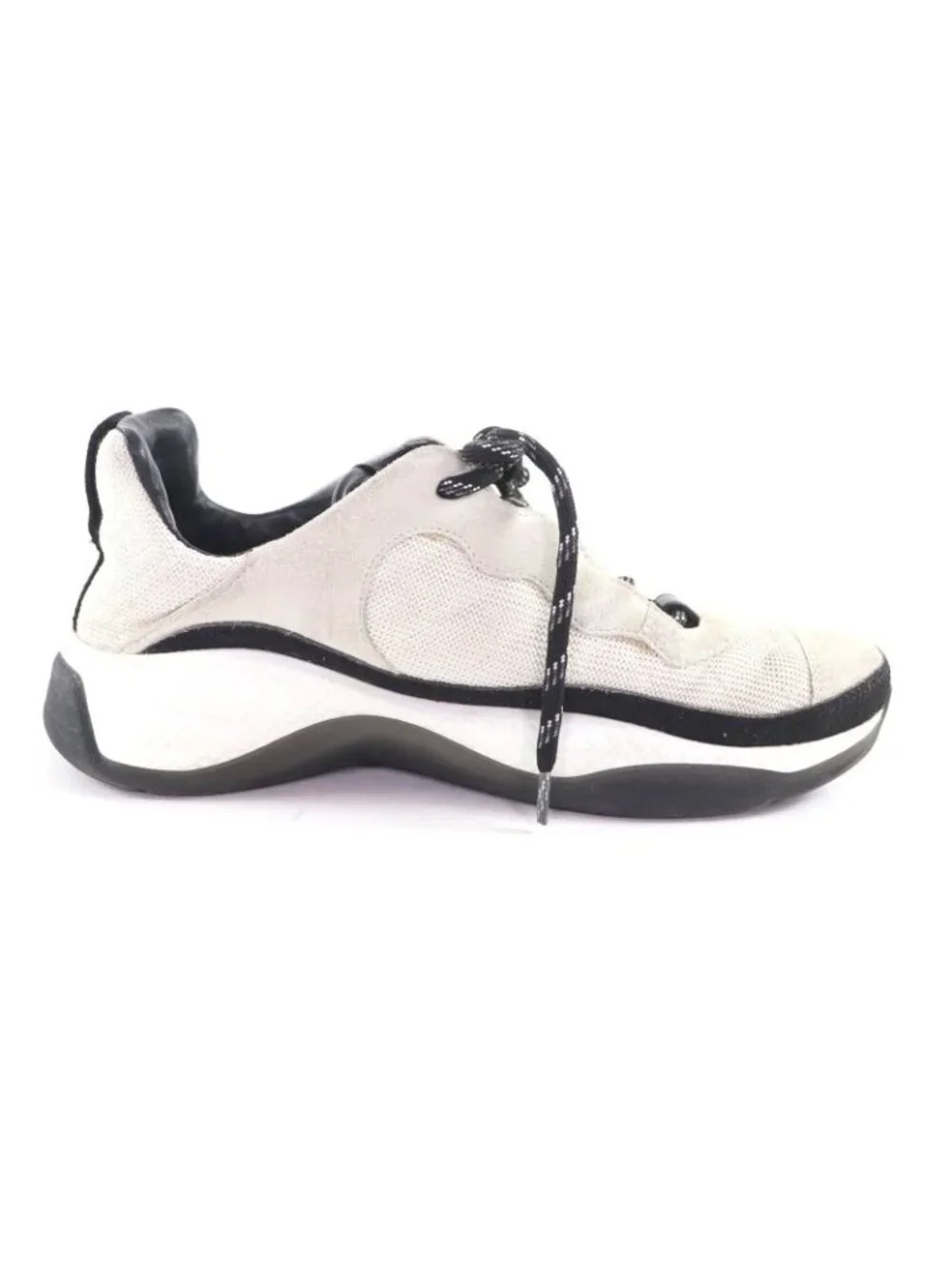 Chanel CC Logo Leather Lace Up Mesh Sneakers Off White 41 - Picture 5 of 13